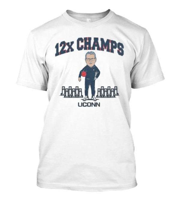 UConn Huskies 12x Champs Geno Auriemma Basketball T-Shirt