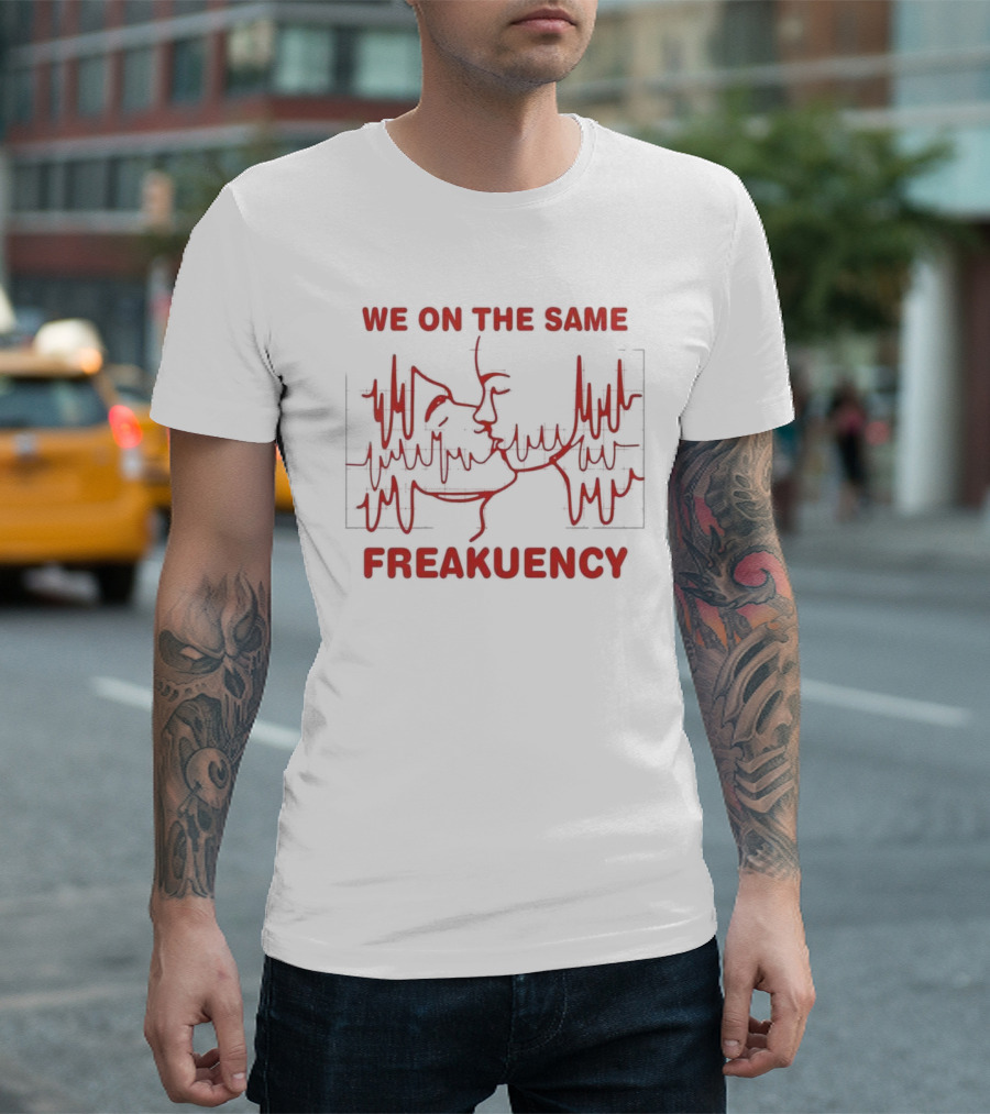 We On The Same Freakuency Sketch Line Waveform Art T-Shirt
