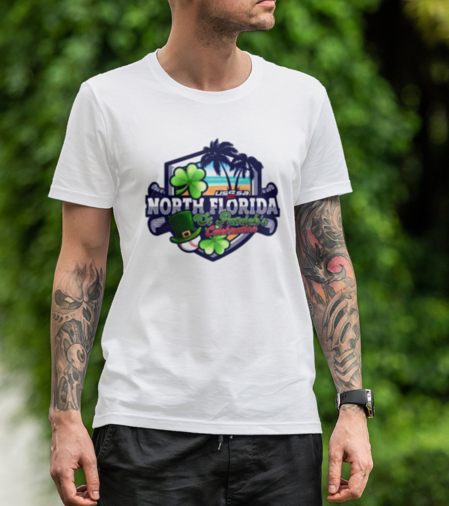 USSSA North Florida St Patrick’s Celebration March 15-16 2025 Shamrock Hat Palm Trees Baseball T-Shirt