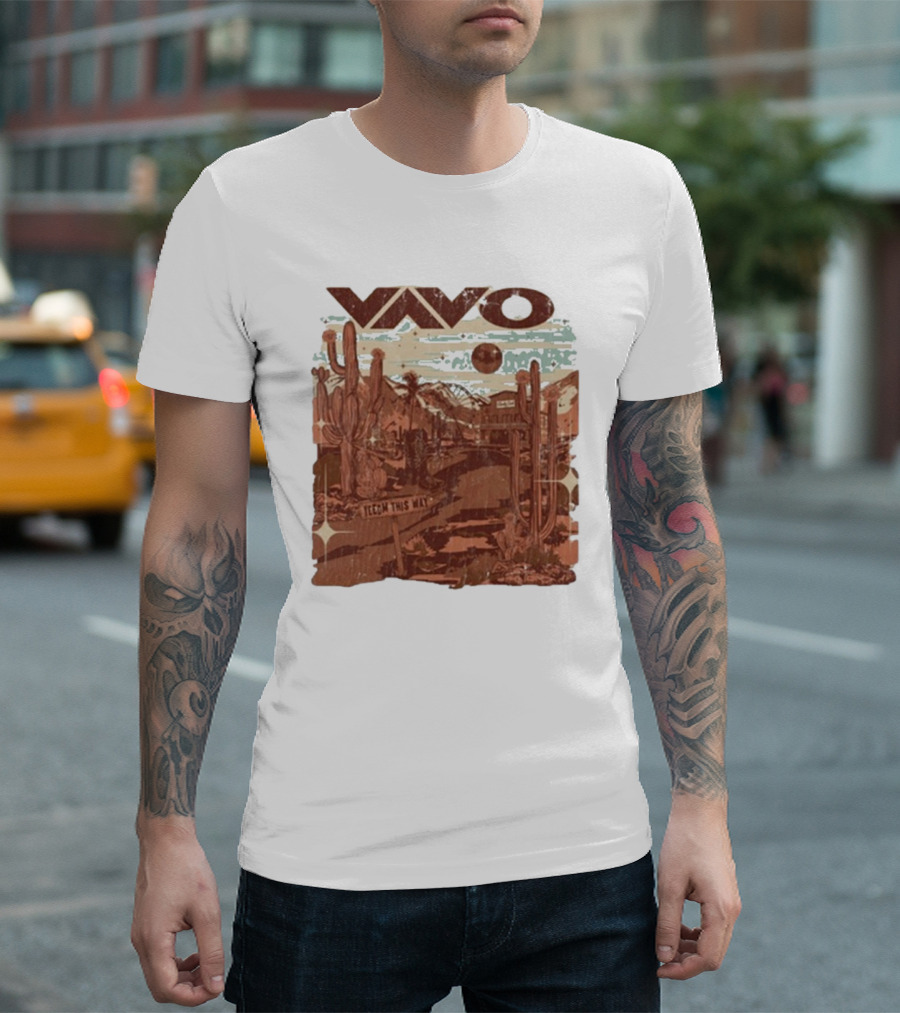 Vavo Cactus Desert Scene Neon Honky Tonk Midweight T-Shirt