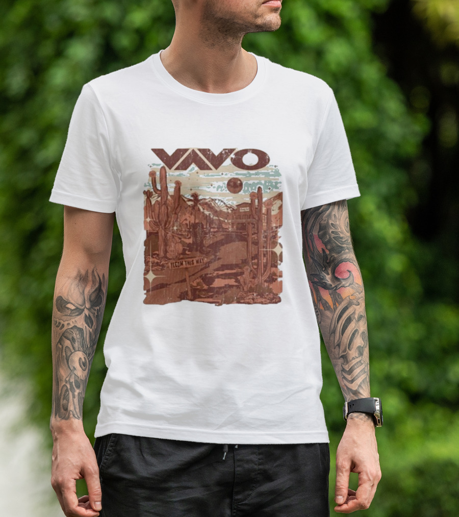 Vavo Cactus Desert Scene Neon Honky Tonk Midweight T-Shirt