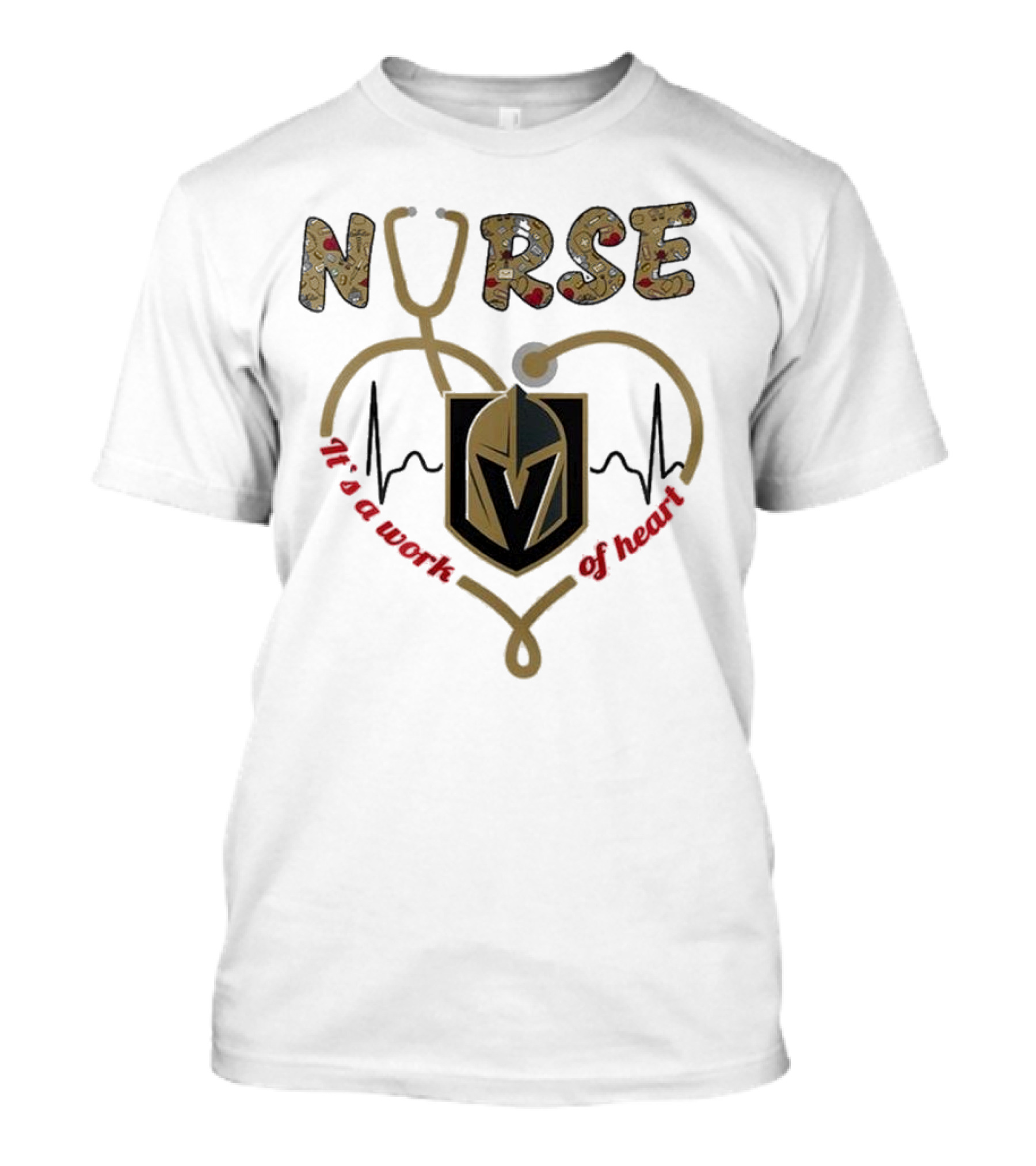 Vegas Golden Knights Nurse Heart Of Gold Appreciation Night 2025 T-Shirt