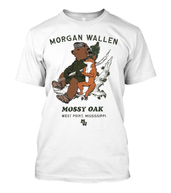 Morgan Wallen Bear And Fox With Mossy Oak West Point Mississippi T-Shirt