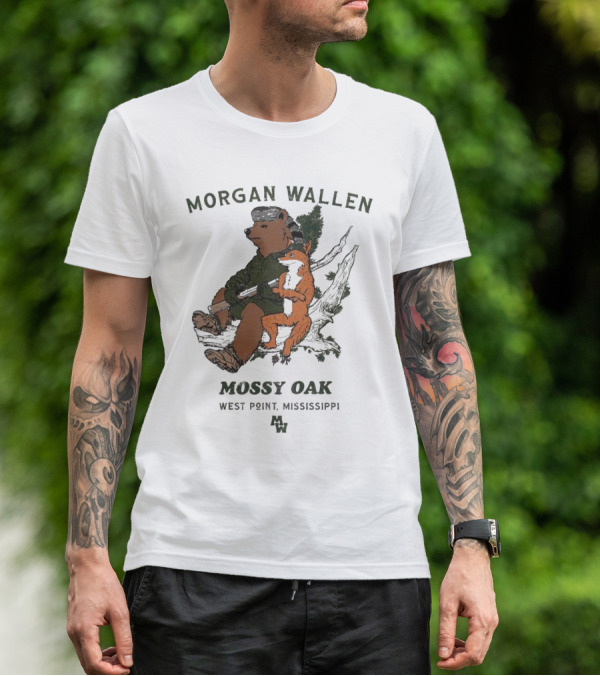 Morgan Wallen Bear And Fox With Mossy Oak West Point Mississippi T-Shirt