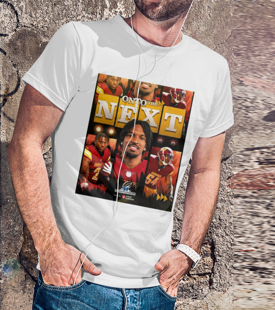 Washington Commanders Onto The Next NFC Championship Featuring Players And Team Logo T-Shirt