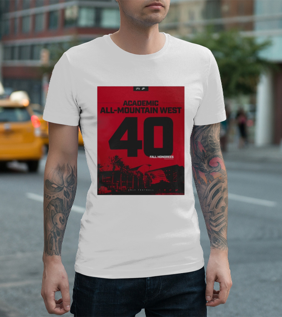 UNLV Football Academic All-Mountain West 40 Fall Honorees Program Record T-Shirt