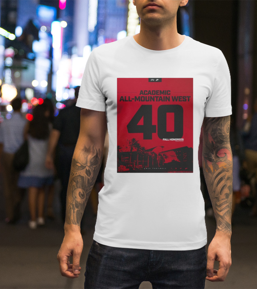 UNLV Football Academic All-Mountain West 40 Fall Honorees Program Record T-Shirt