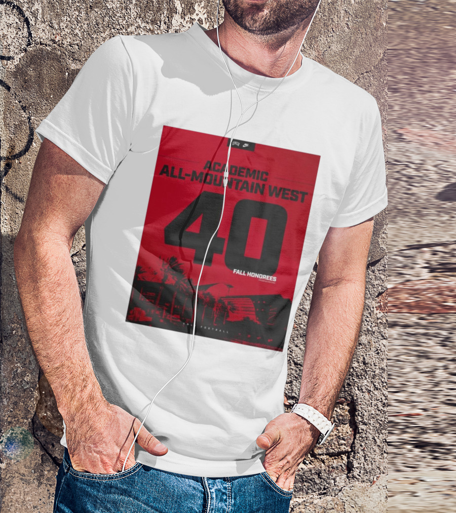 UNLV Football Academic All-Mountain West 40 Fall Honorees Program Record T-Shirt