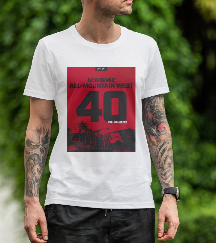 UNLV Football Academic All-Mountain West 40 Fall Honorees Program Record T-Shirt