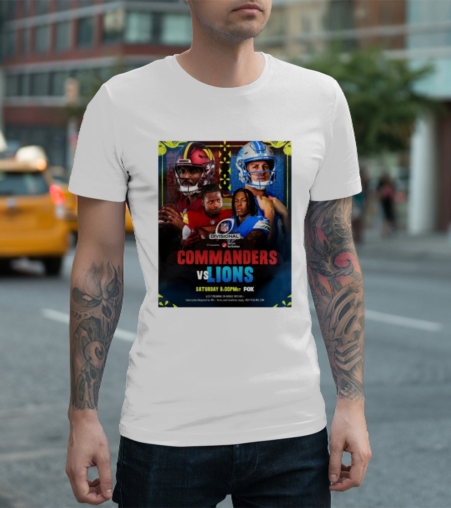Commanders Vs Lions NFL Divisional Showdown Saturday 8:00PM ET on FOX T-Shirt