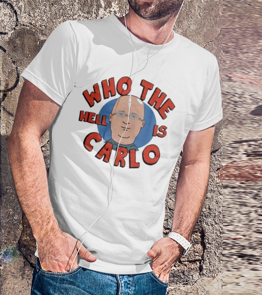 Who The Hell Is Carlo Bald Cartoon Drawing T-Shirt
