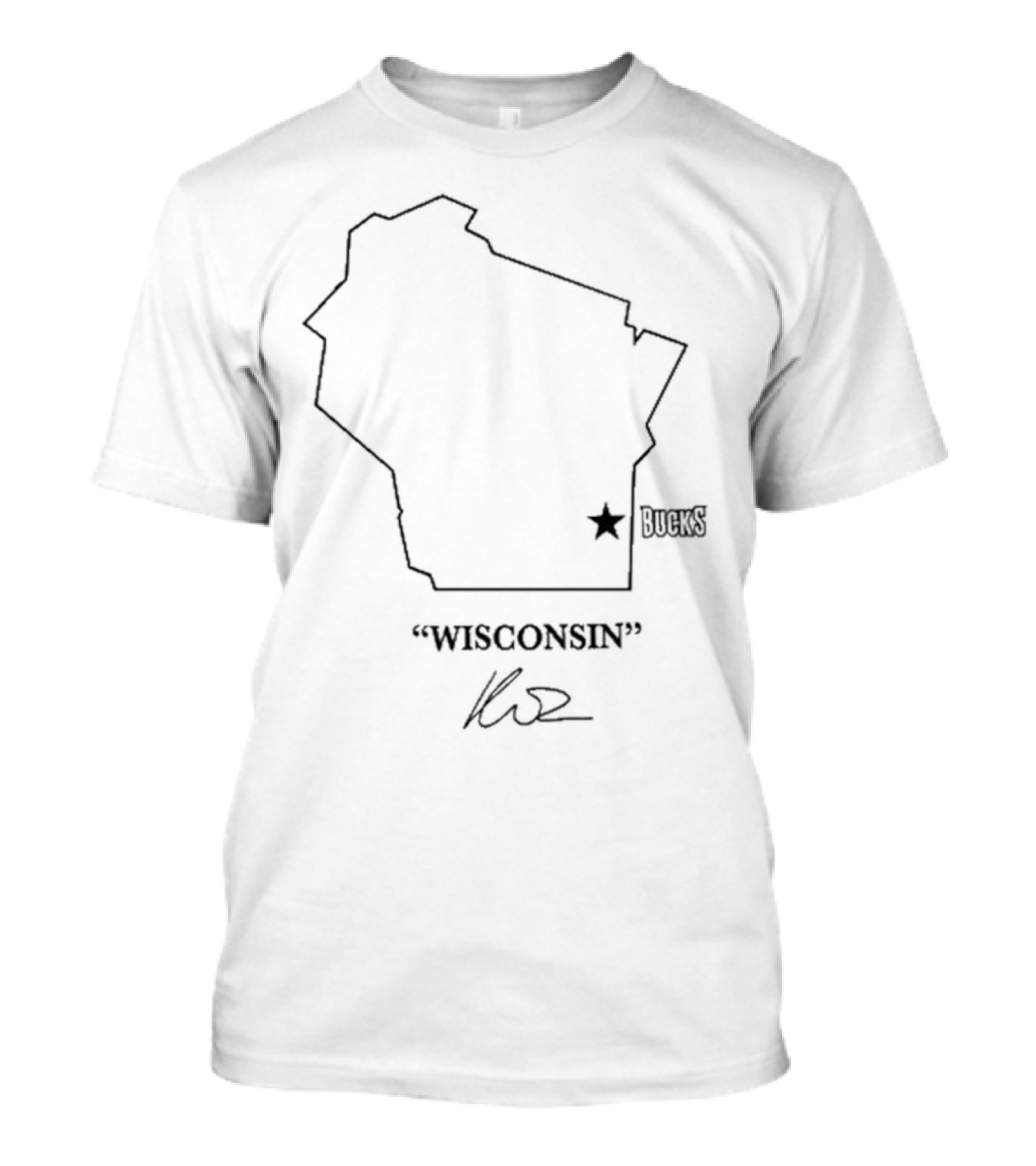 Wisconsin Outline Bucks Signature By Kuz T-Shirt