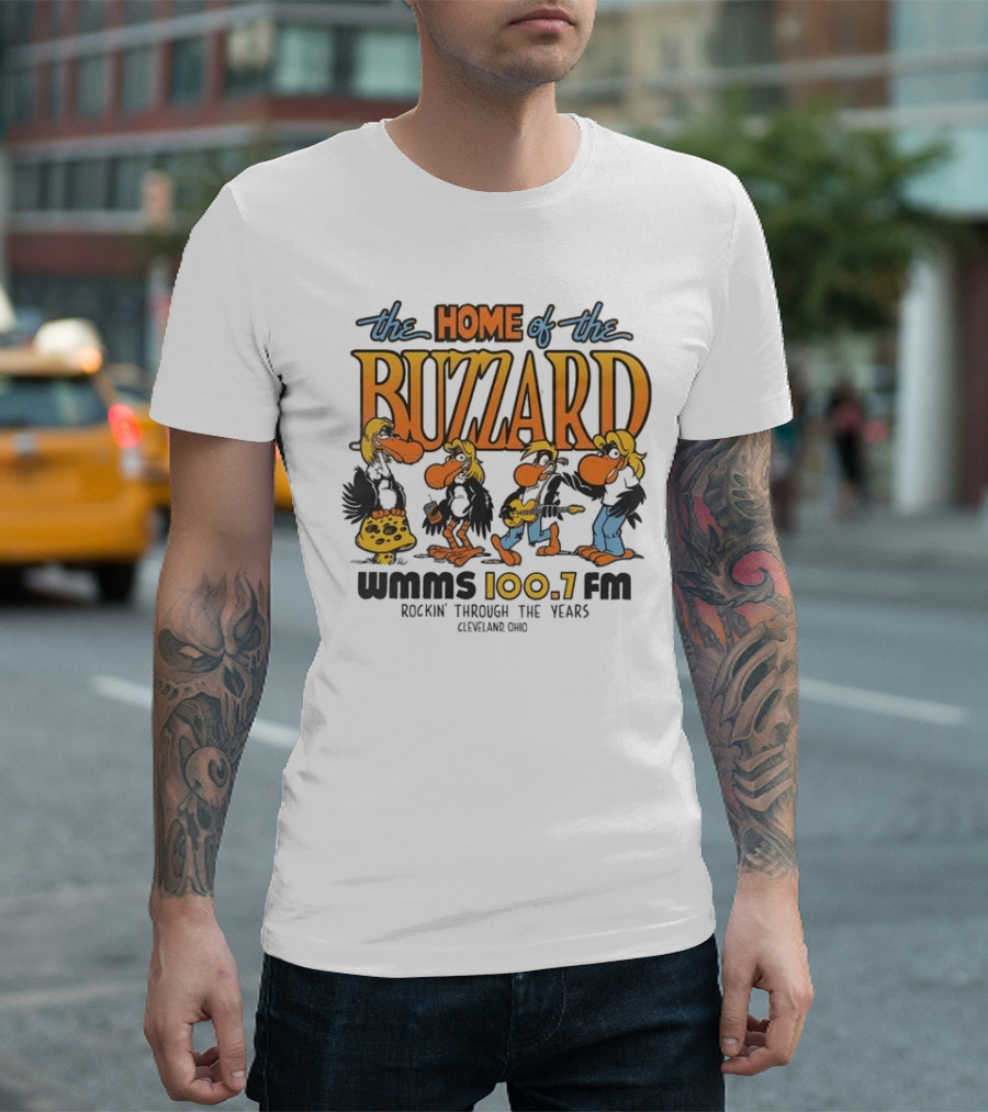 WMMS 100.7 FM The Home of the Buzzard Rockin' Through the Years Cleveland Ohio T-Shirt