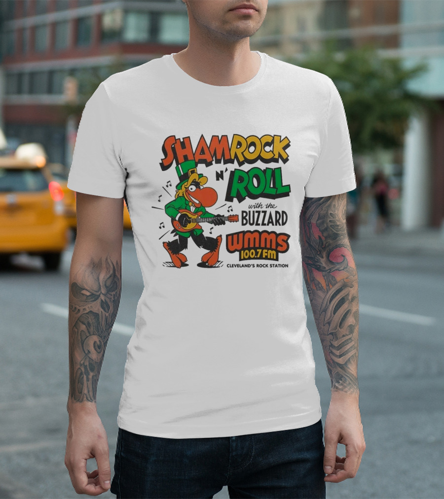Shamrock N Roll With The Buzzard WMMS 100.7 FM Cleveland's Rock Station T-Shirt