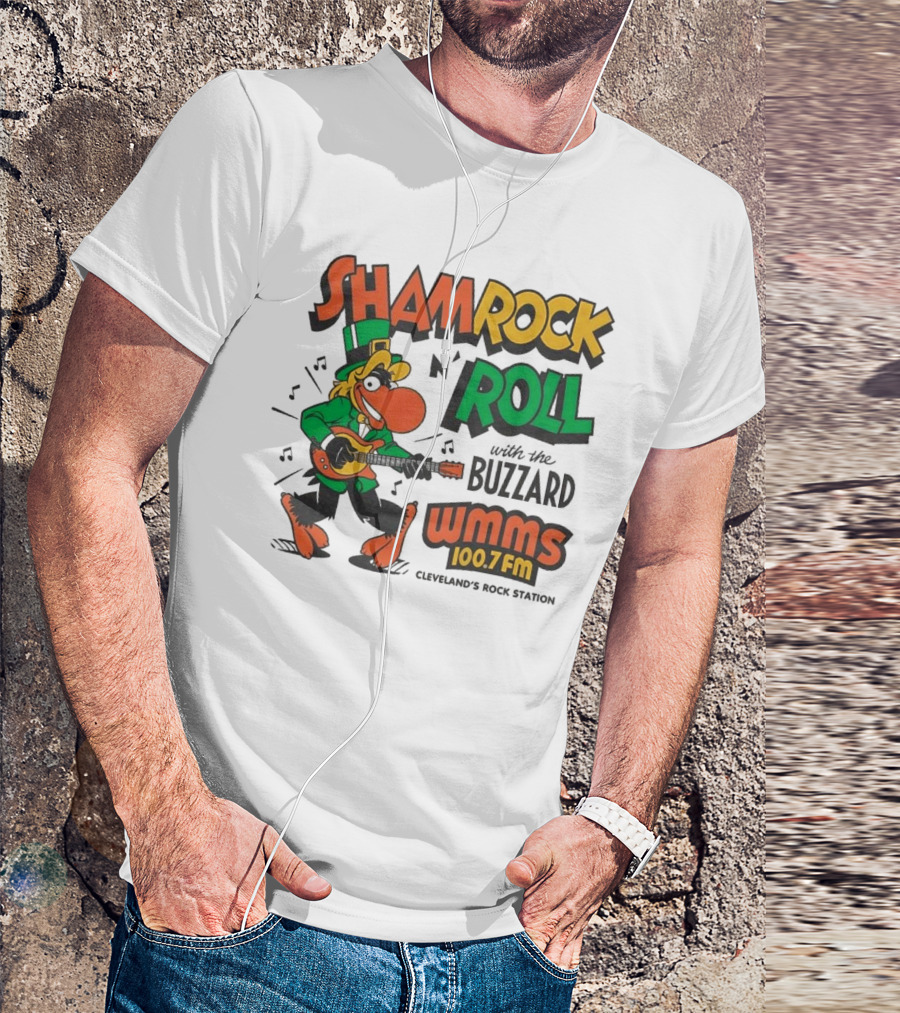 Shamrock N Roll With The Buzzard WMMS 100.7 FM Cleveland's Rock Station T-Shirt