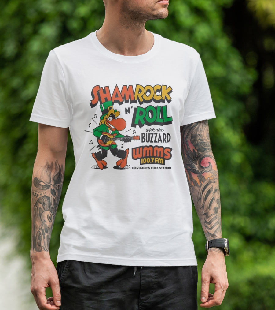 Shamrock N Roll With The Buzzard WMMS 100.7 FM Cleveland's Rock Station T-Shirt