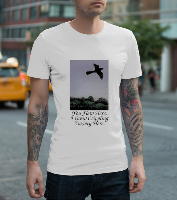 You Flew Here I Grew Crippling Anxiety Here Plane And Nature Scene T-Shirt