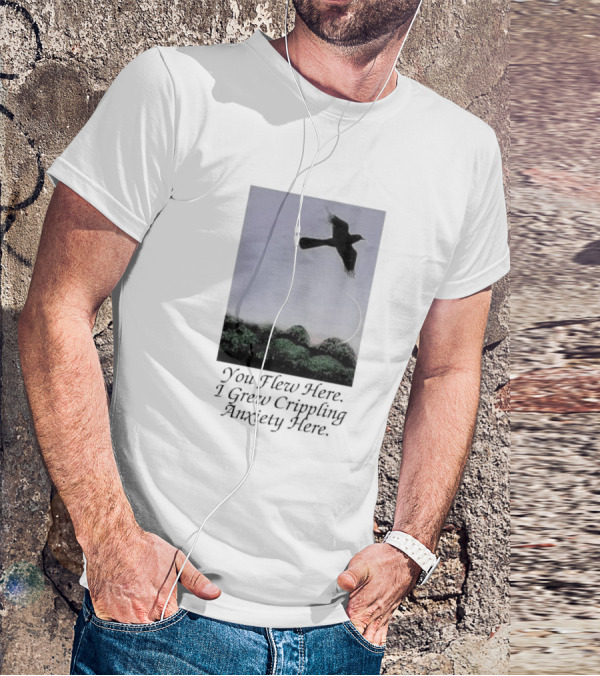 You Flew Here I Grew Crippling Anxiety Here Plane And Nature Scene T-Shirt