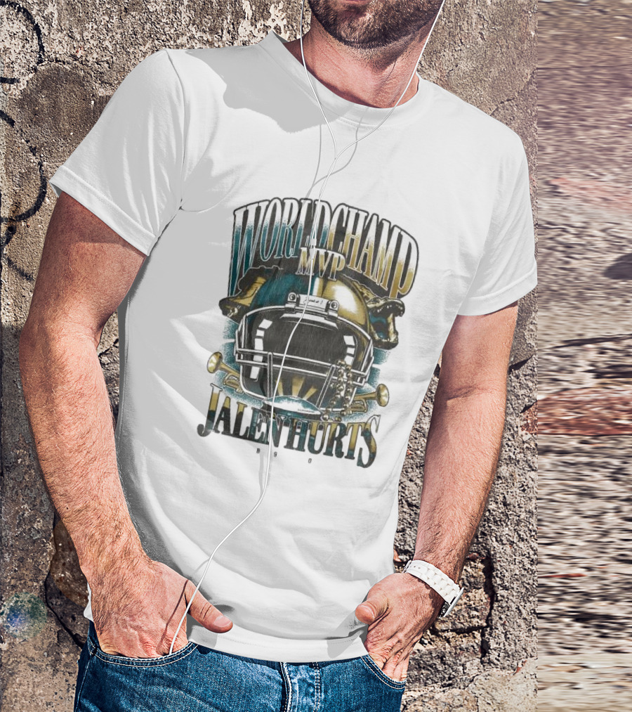 World Champ MVP Jalen Hurts Helmet Design T-Shirt
