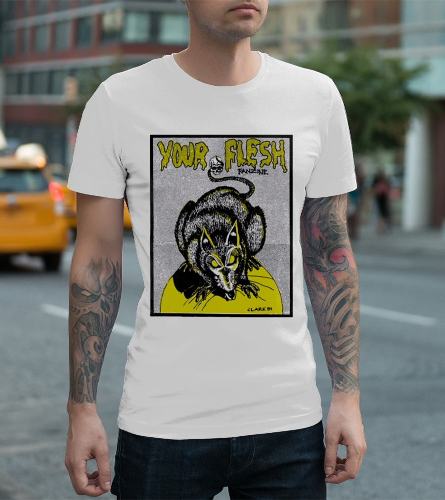Your Flesh Fanzine Issue 6 Rat Illustration Clark 84 T-Shirt