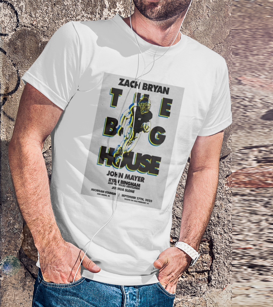Zach Bryan The Big House Michigan Stadium Ann Arbor September 27 2025 John Mayer Ryan Bingham Joshua Slone T-Shirt