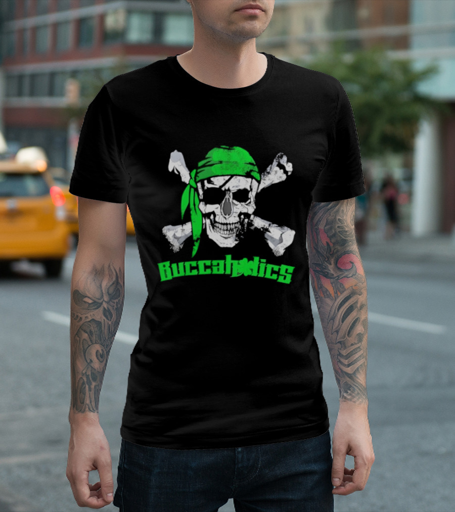 Buccaholics Green Pirate Skull Crossbones Bandana T-Shirt