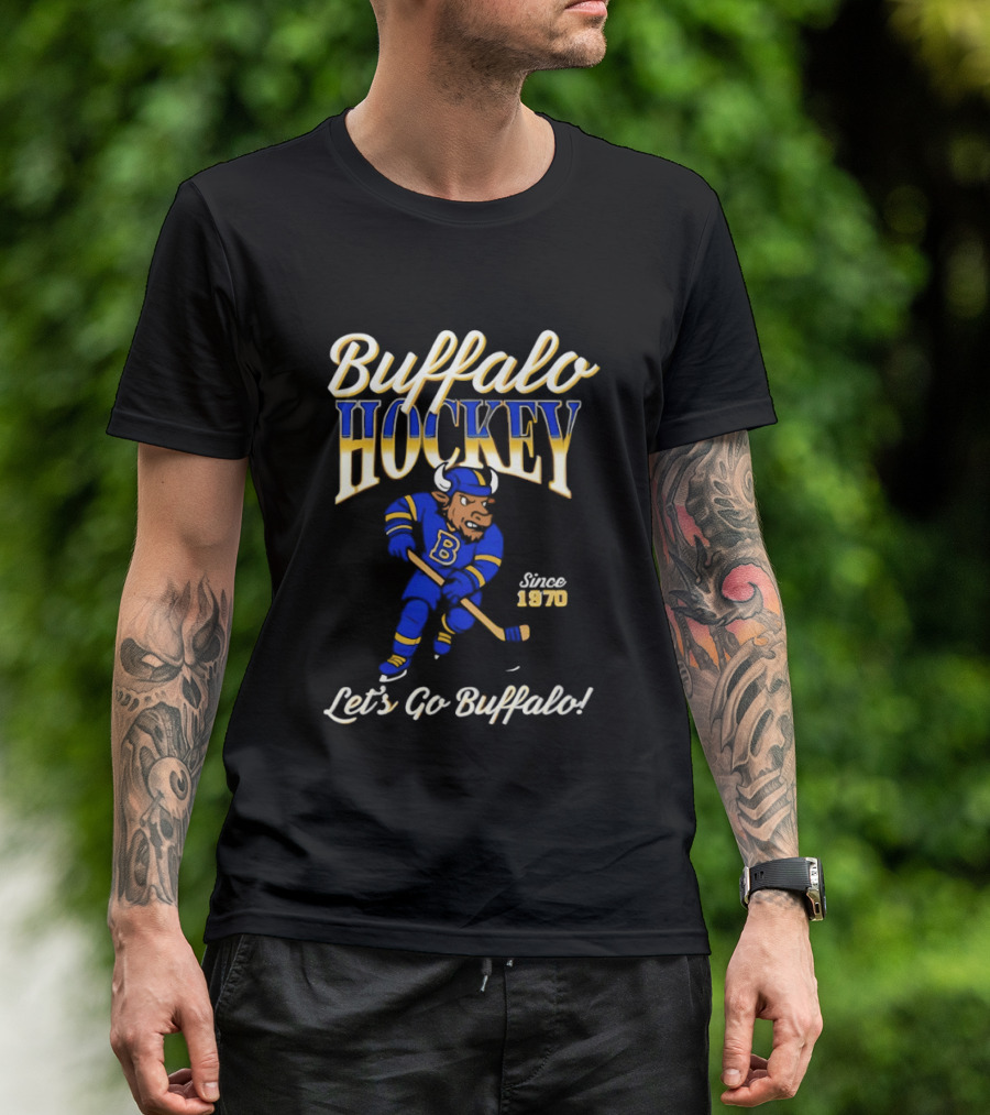 Buffalo Hockey Let's Go Buffalo Since 1970 Blue Bull T-Shirt