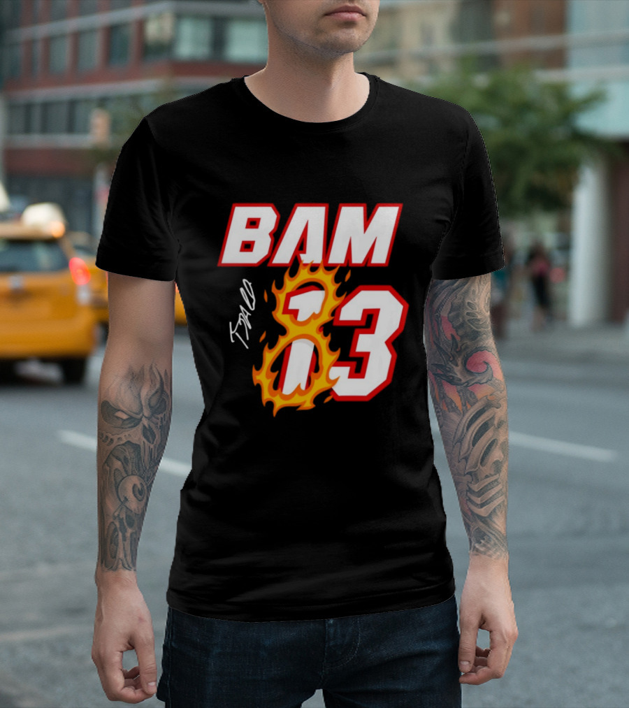Bam Adebayo Miami Heat BAM 13 Flaming Signature T-Shirt