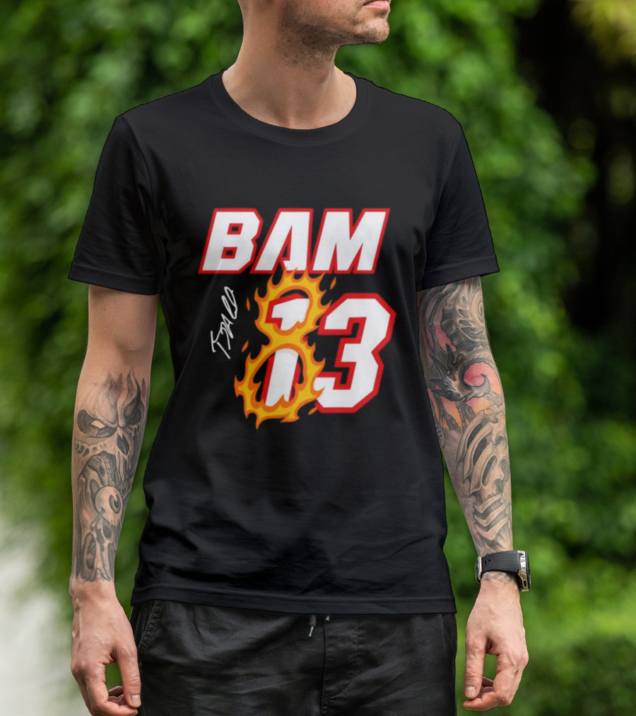 Bam Adebayo Miami Heat BAM 13 Flaming Signature T-Shirt