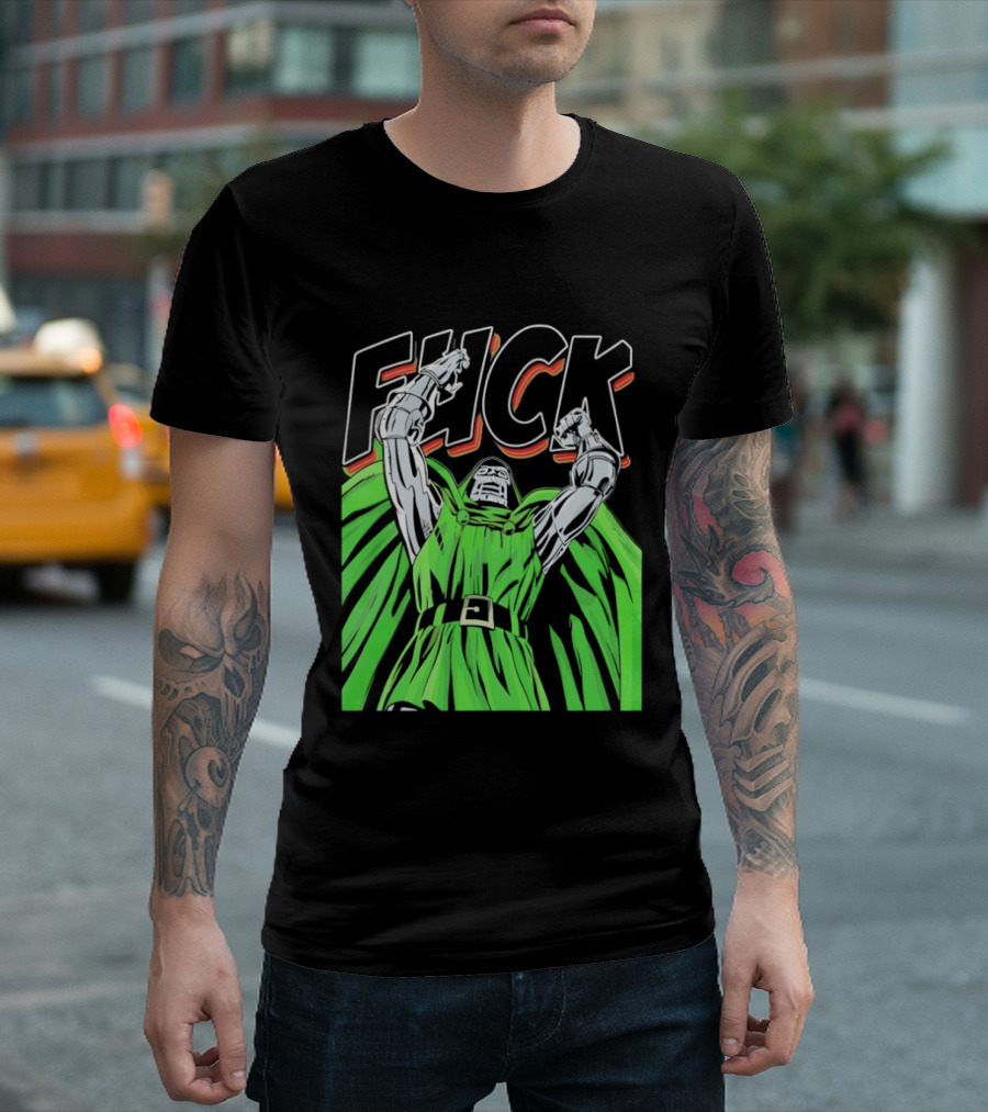 Dr Doom Green Cape Comic Style F**K T-Shirt