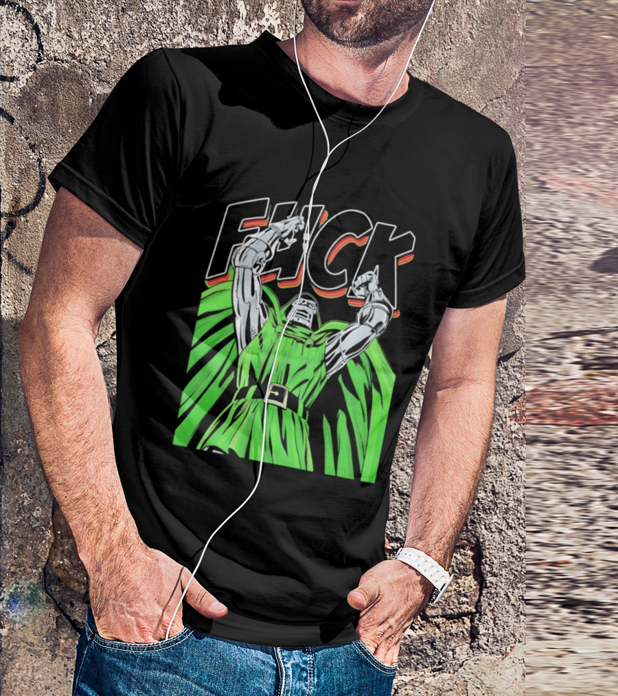 Dr Doom Green Cape Comic Style F**K T-Shirt