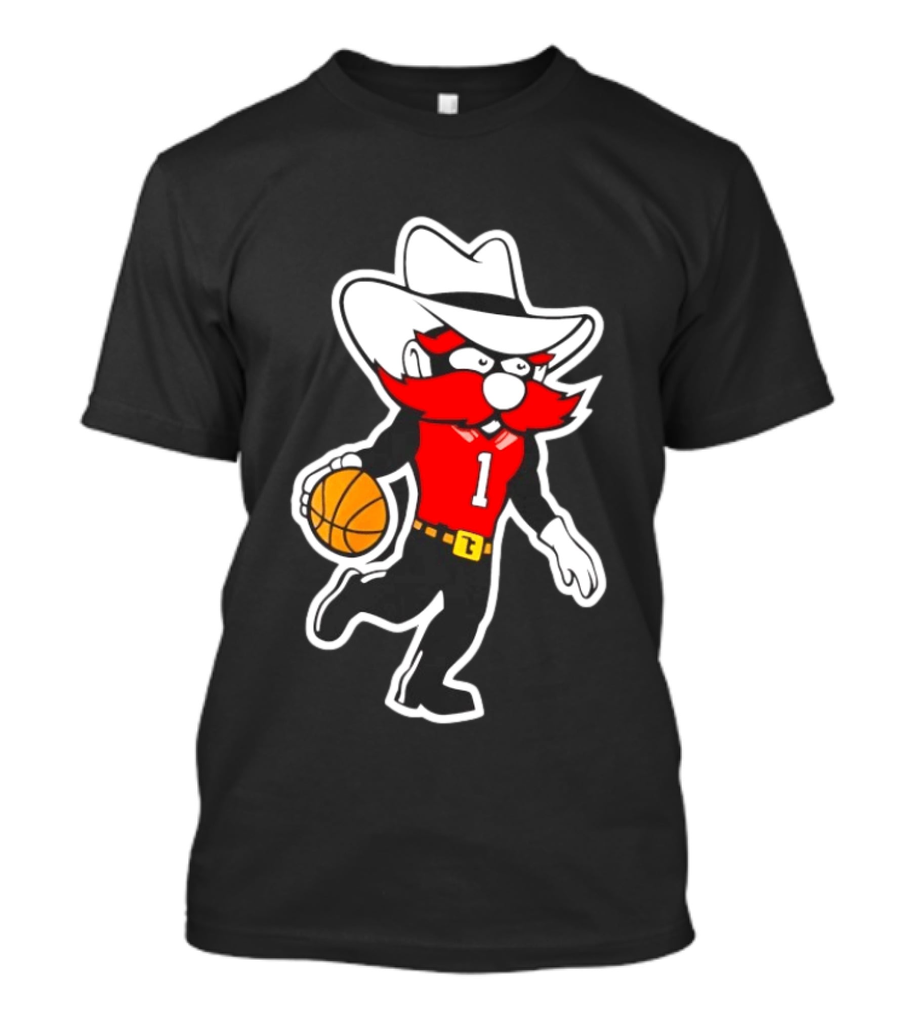 Coach Grant McCasland Raider Red Mascot Basketball Motif T-Shirt