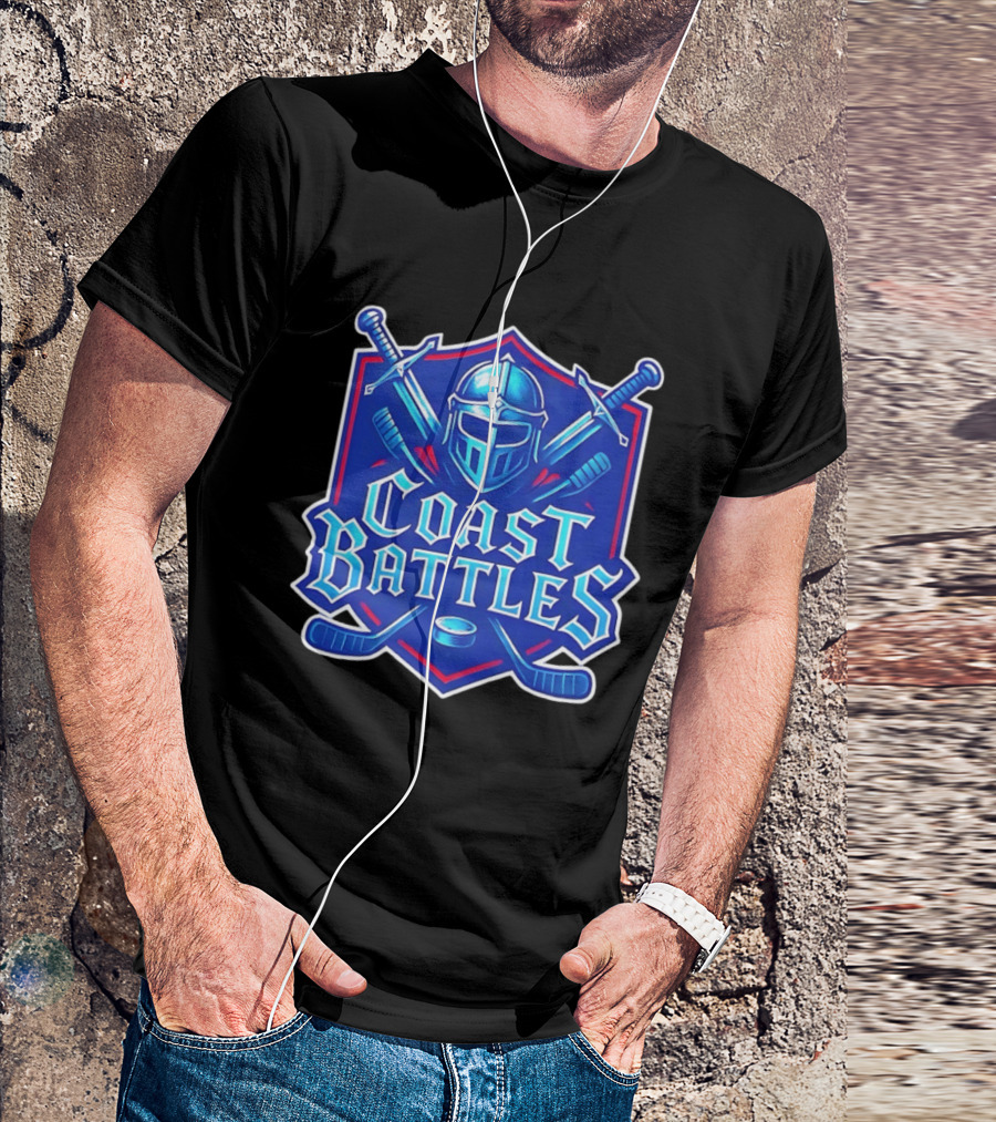 Coast Battles Hockey Knight Helm Swords And Crossed Sticks T-Shirt