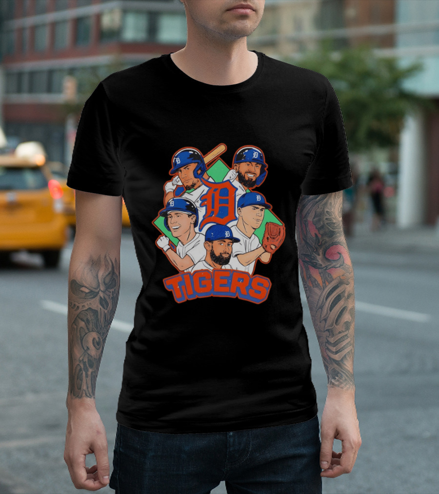 Caricature Tiger Players 2026 Detroit Baseball Big 5 T-Shirt