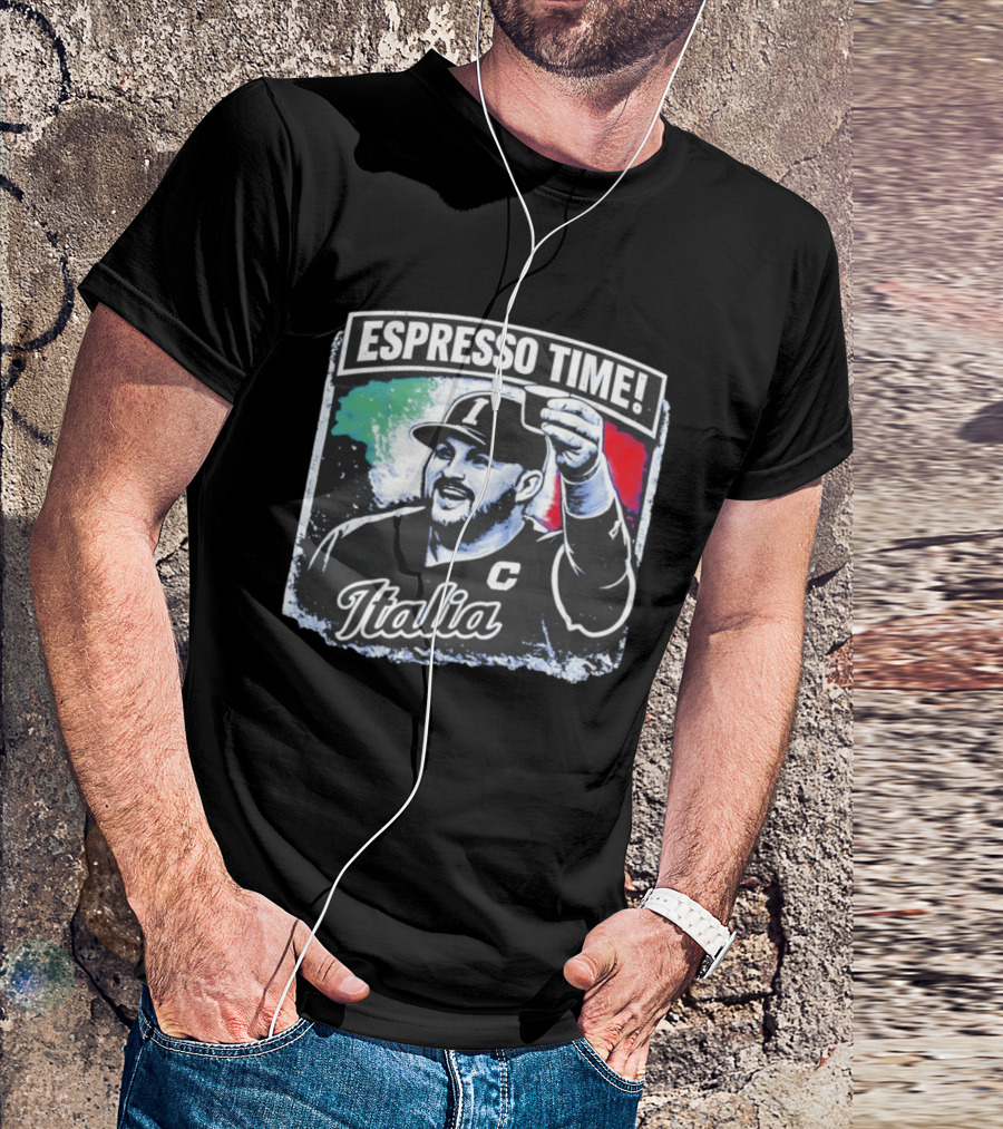 Espresso Time Italia Celebration With Baseball Player And Italian Flag T-Shirt