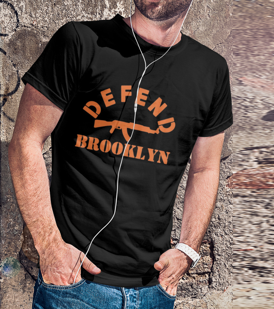 DEFEND Brooklyn AK 47 Rifle Shape Bold Orange T-Shirt