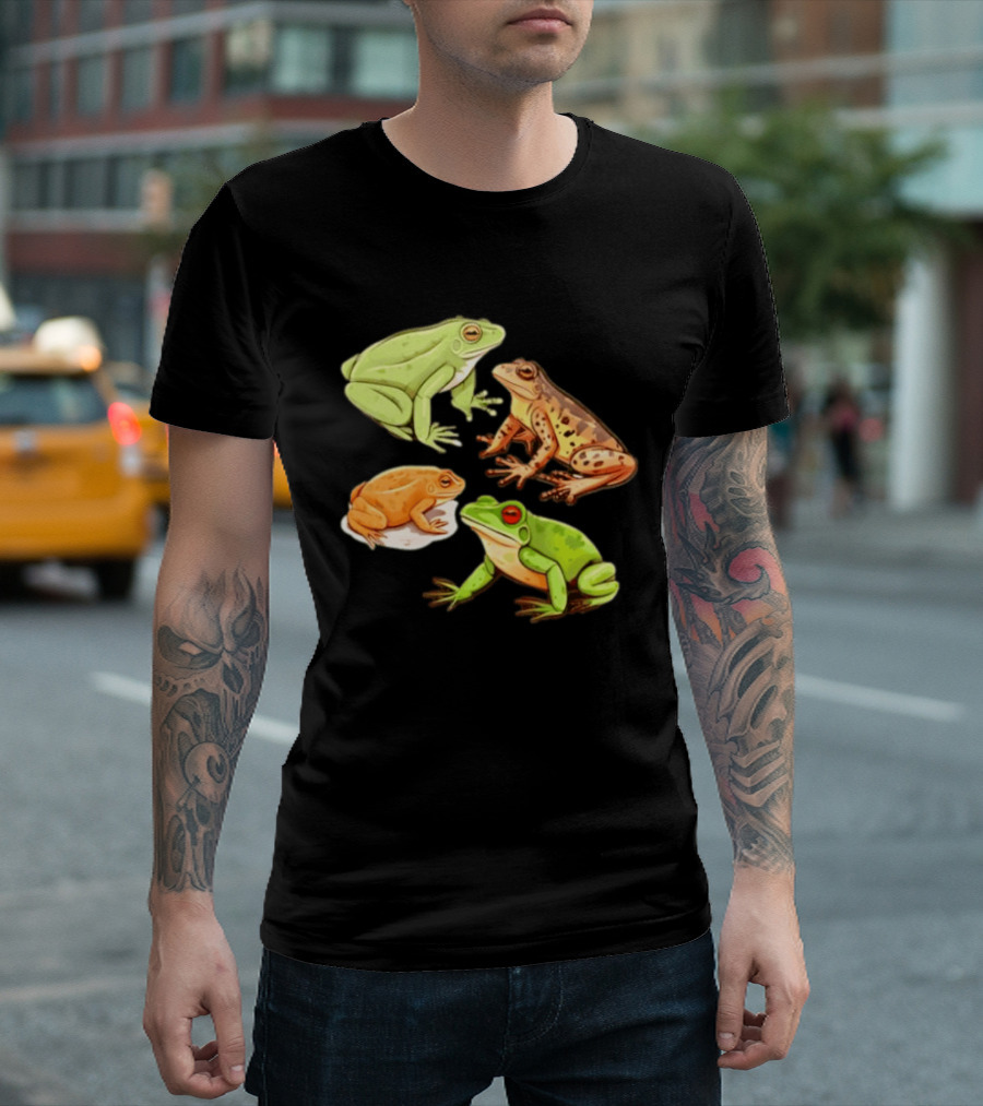 Four Spotted Frogs Vibrant Colors Variety T-Shirt