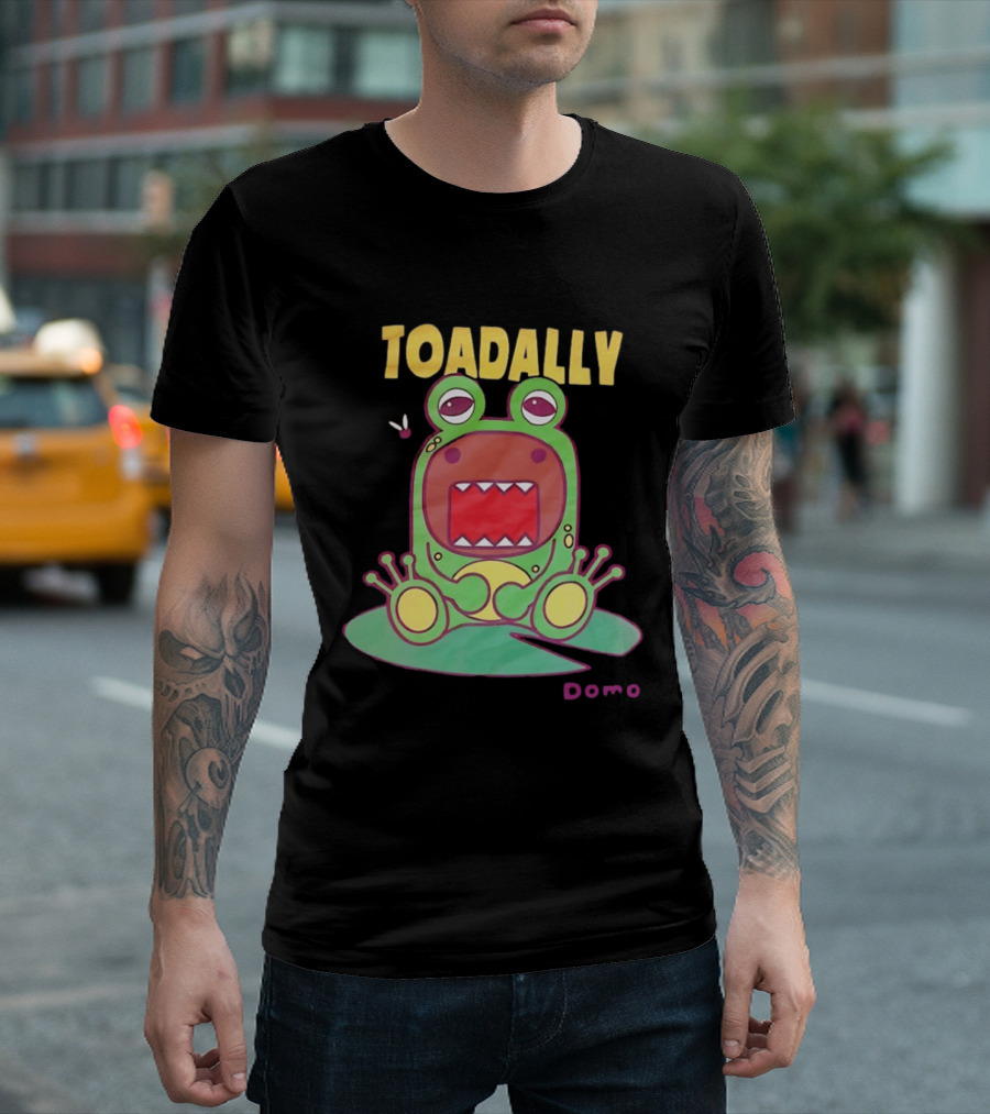 Toadally Domo Cartoon Frog With Red Mouth And Butterfly T-Shirt