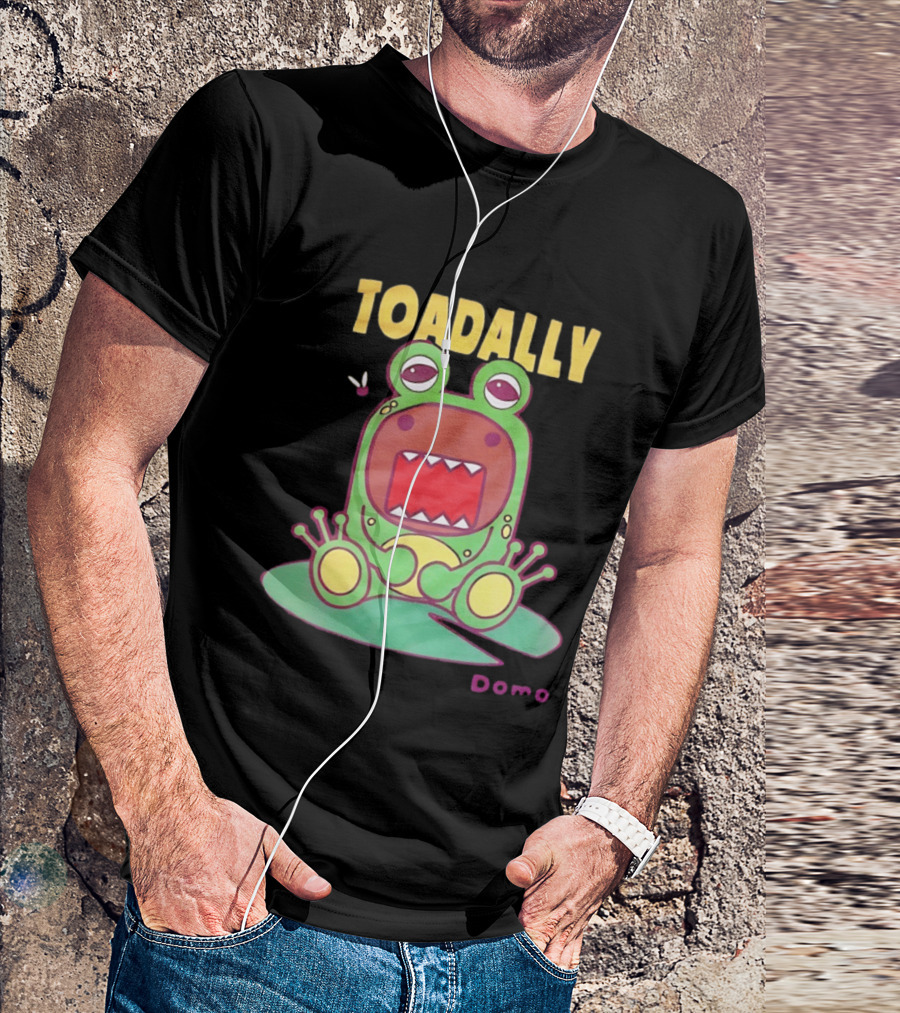 Toadally Domo Cartoon Frog With Red Mouth And Butterfly T-Shirt