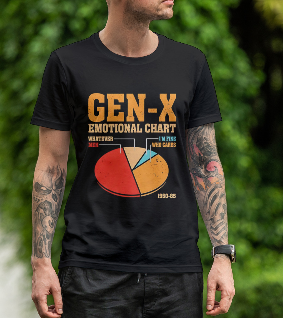 Gen X Emotional Chart Whatever Meh I'm Fine Who Cares 1960 85 T-Shirt