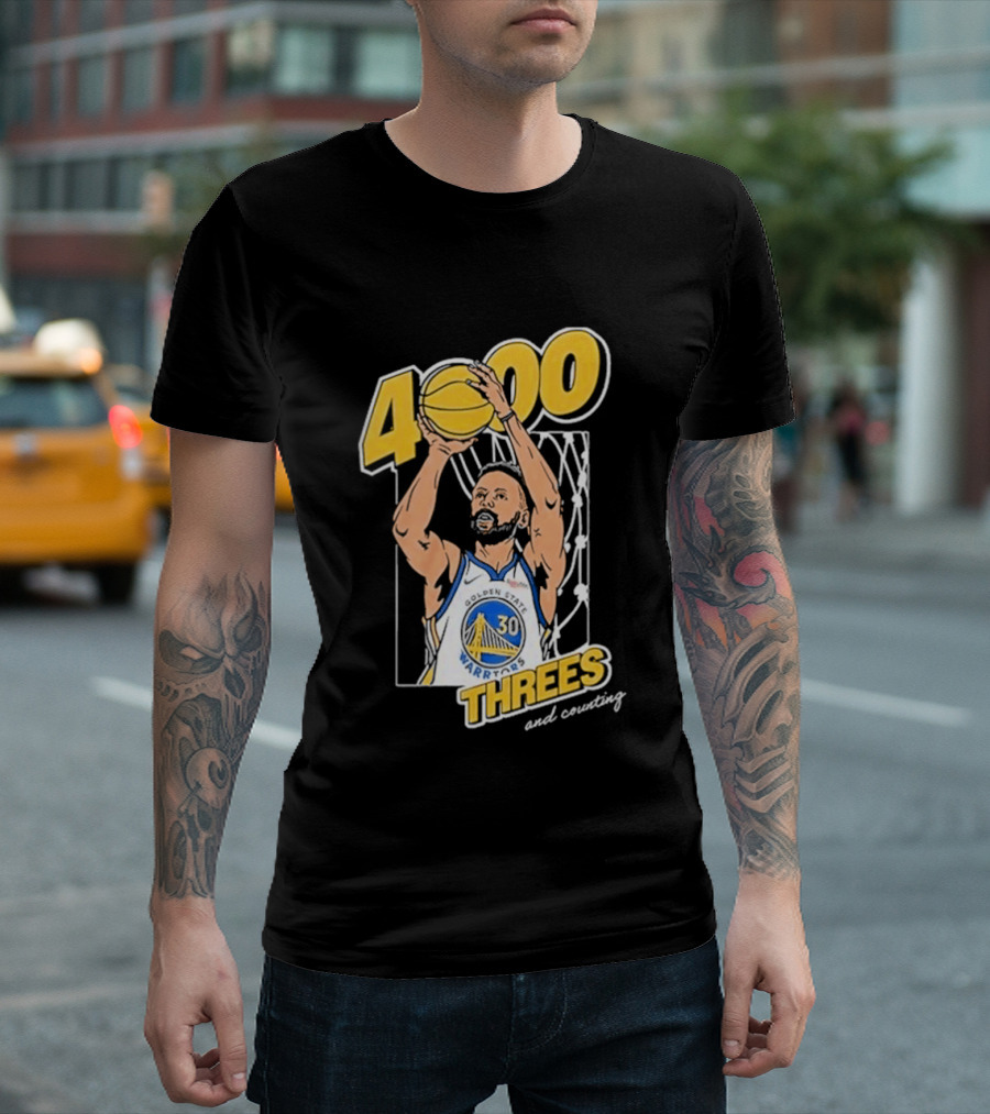 Golden State Warriors Steph Curry 4000 Threes And Counting T-Shirt