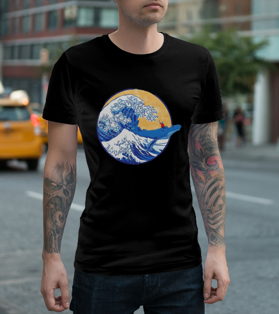 The Great Wave Meets The Great Beast With Whale Rider And Surfing Waves T-Shirt