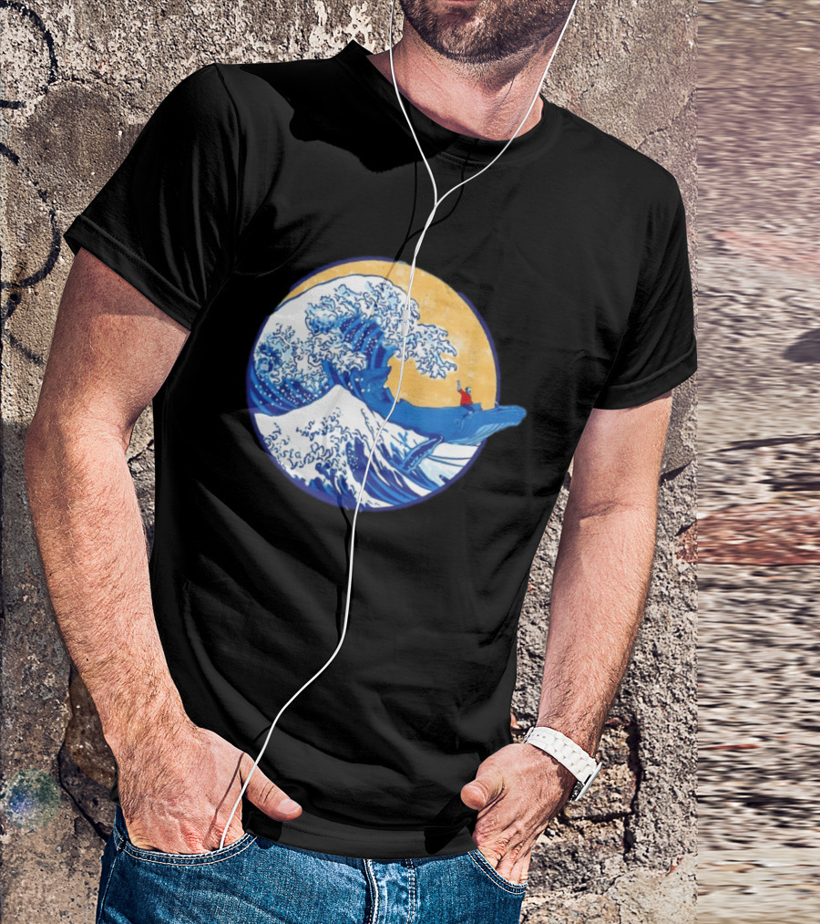 The Great Wave Meets The Great Beast With Whale Rider And Surfing Waves T-Shirt