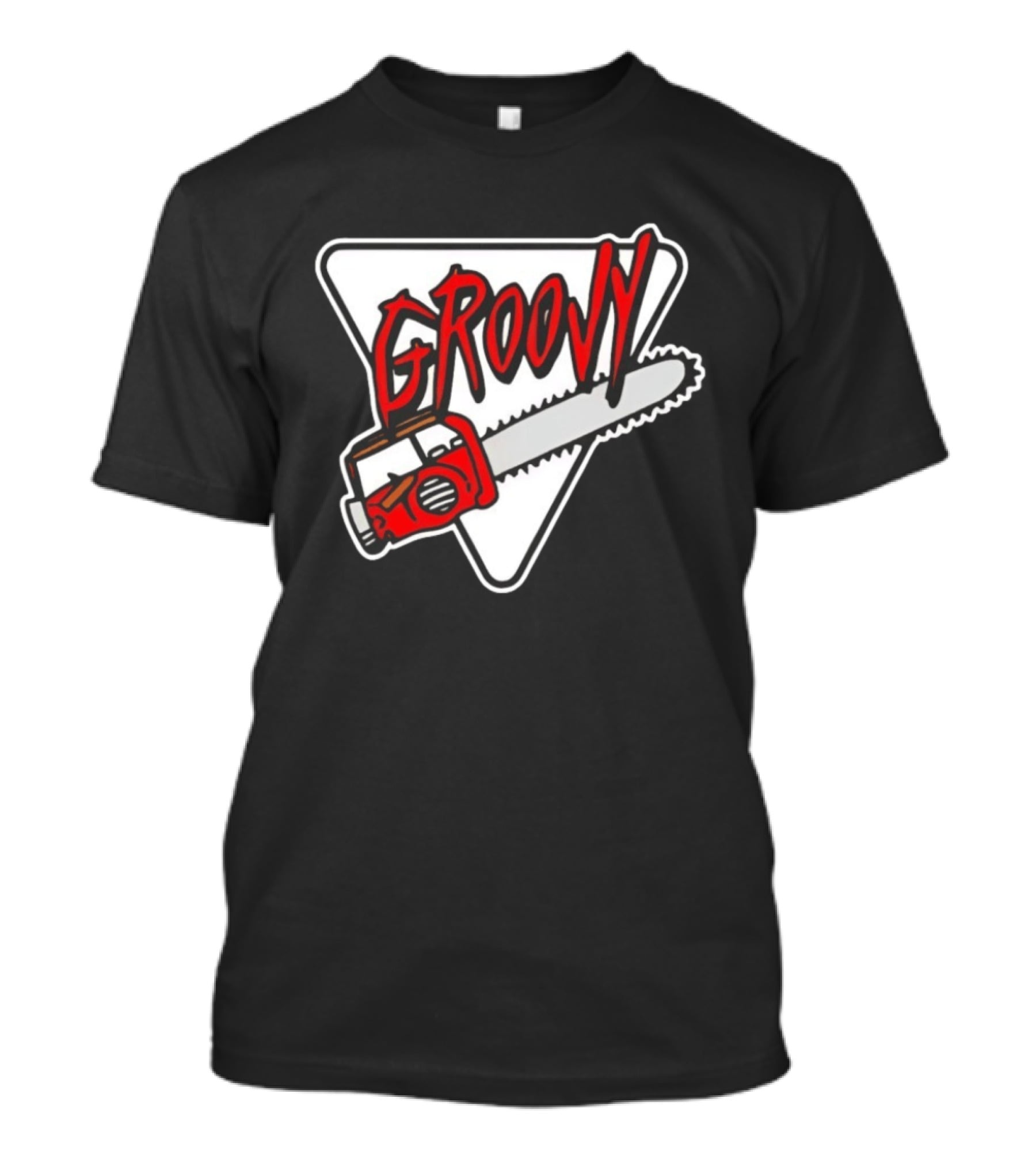 Groovy Chainsaw Retro Graphic Triangular T-Shirt
