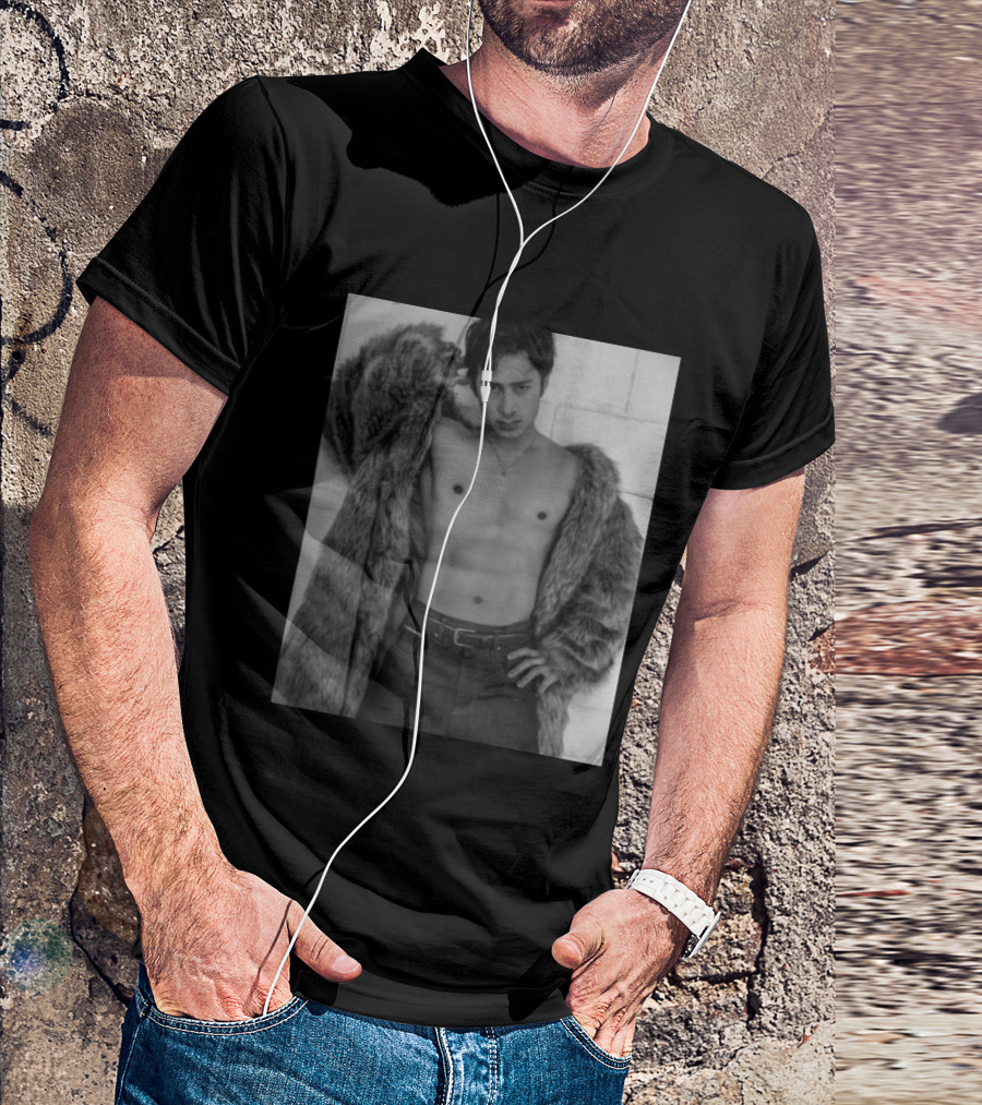 Hudson Williams Bold Fur Coat Statement With Classic Denim T-Shirt