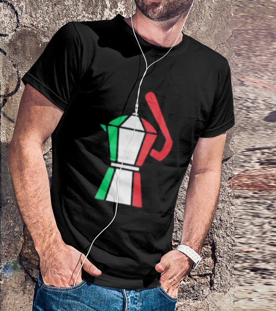 Italian Flag Moka Coffee Pot Icon Italy T-Shirt