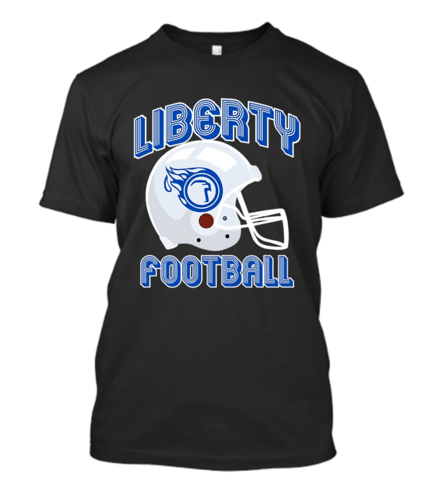 Liberty Football Helmet Flames Icon Blue T-Shirt