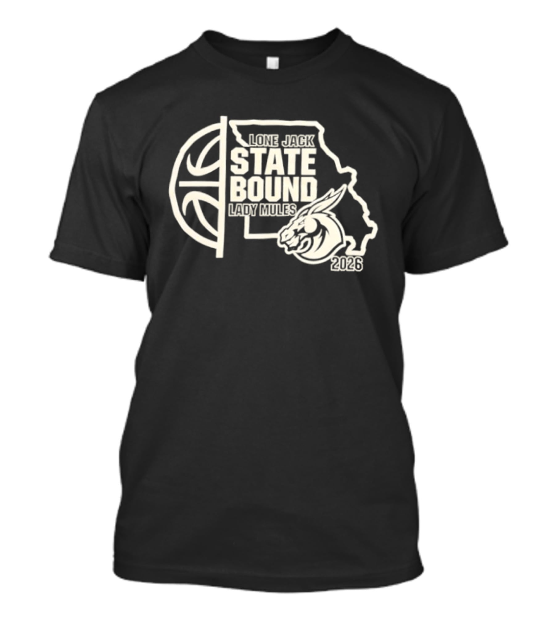 Lone Jack State Bound Lady Mules 2026 Missouri Basketball Map T-Shirt