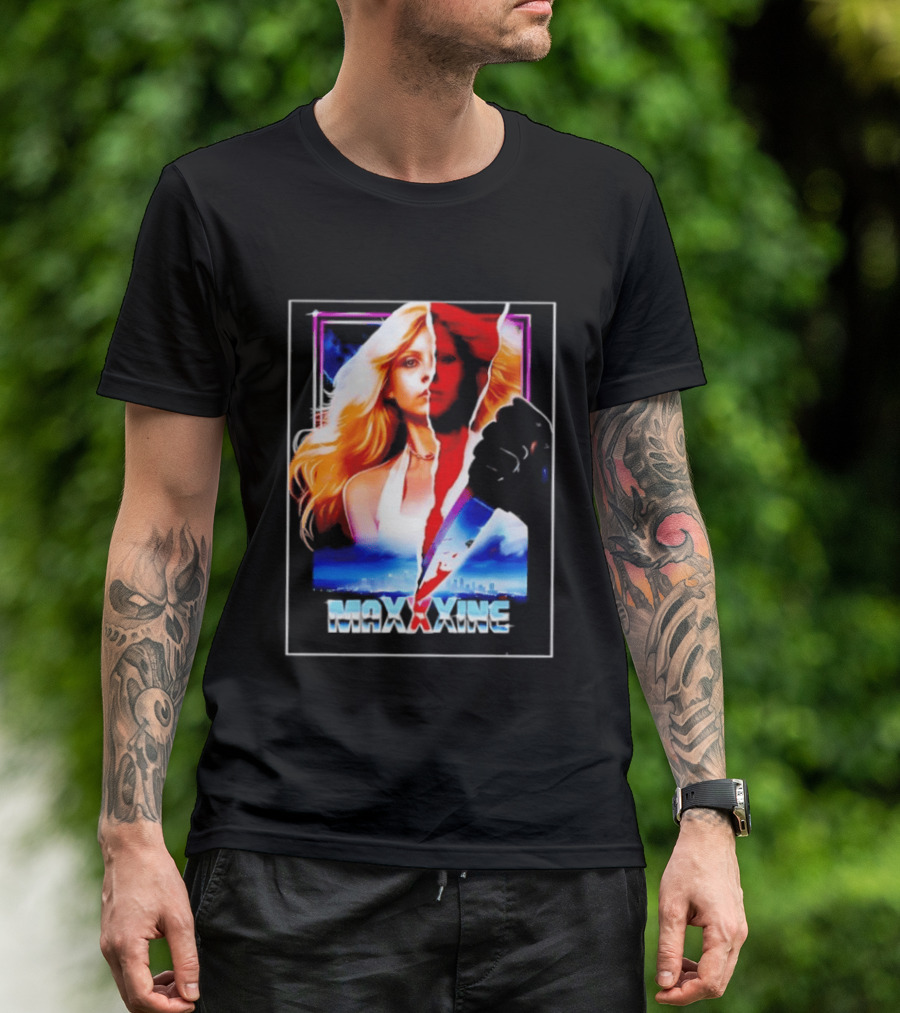 MaXXXine Mia Goth Horror Movie Knife Urban Skyline T-Shirt
