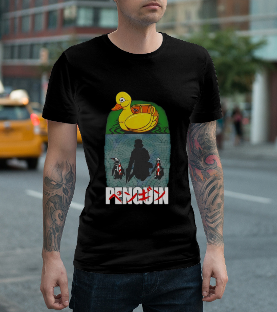 Penguin Oswald Cobblepot Walking Toward Duck Akira T-Shirt